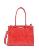Červená kabelka s vtišteným vzorem